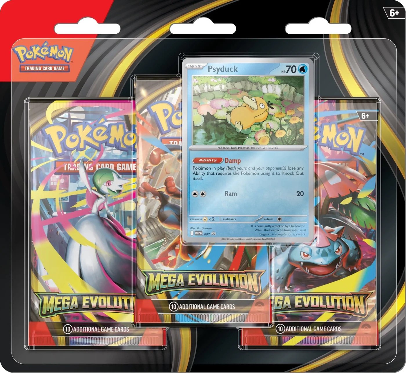 Pokemon TCG – Mega Evolution – 3 Pack Blister (Psyduck) EN INGLÉS