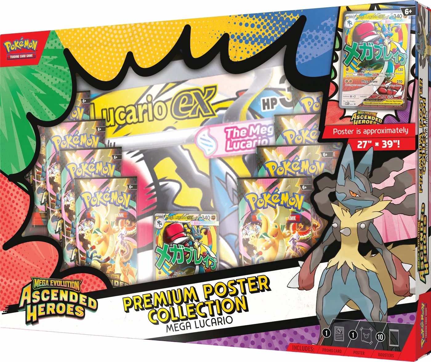 Pokemon TCG – Ascended Heores – Premium Poster Collection – MEGA LUCARIO – Inglés